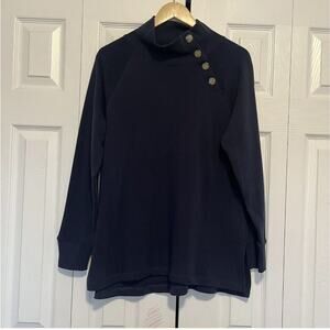 Women’s J Crew Navy Button Collar Pullover Size Medium